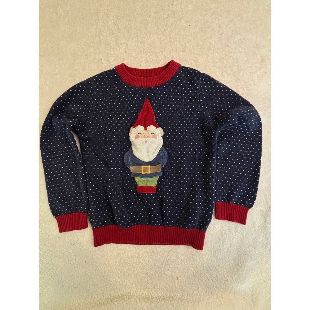 Jingles & Joy Boys‎ Navy Blue Gnome Santa Holiday Christmas Sweater Size 5